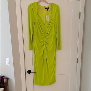 Eloquii Vibrant Lime Long Sleeve Dress